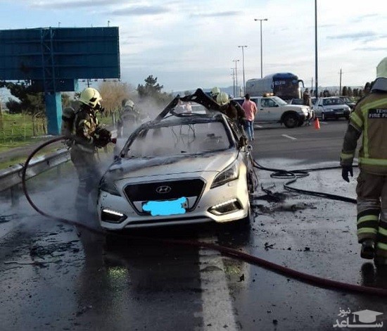 ضدعفونی خودروی لاکچری را در اتوبان تهران-قم منفجر کرد