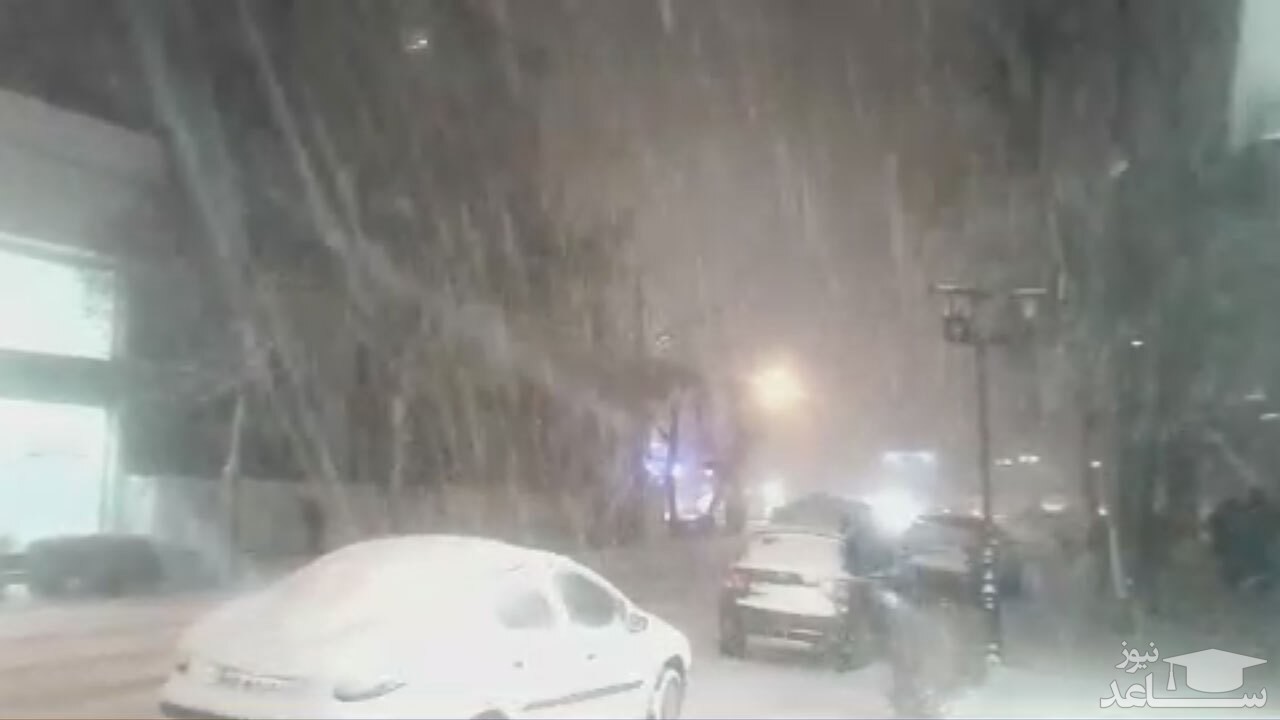 فیلم لحظه بارش شدید برف امشب در اردبیل