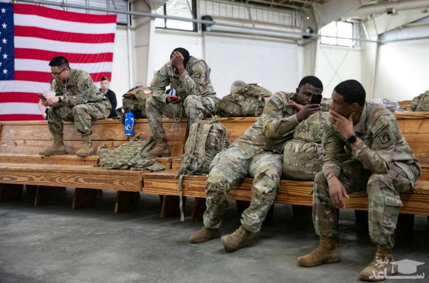 انتظار سربازان آمریکایی برای اعزام به شرق اروپا (آلمان و لهستان) در پی تنش مرزی روسیه و اوکراین/ خبرگزاری فرانسه