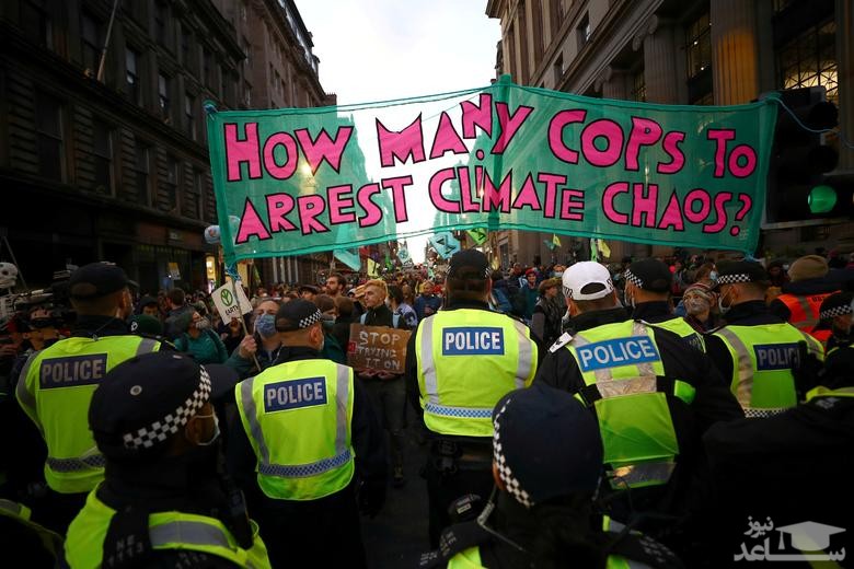 اعتراضات فعالان محیط زیستی در حاشیه نشست تغییرات اقلیمی سازمان ملل در شهر گلاسکو اسکاتلند/ رویترز