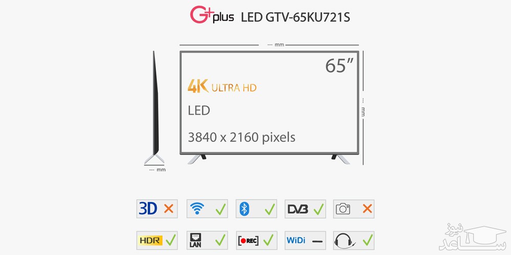 تلویزیون ال ای دی هوشمند جی پلاس مدل GTV-KU721S سایز 65 اینچ