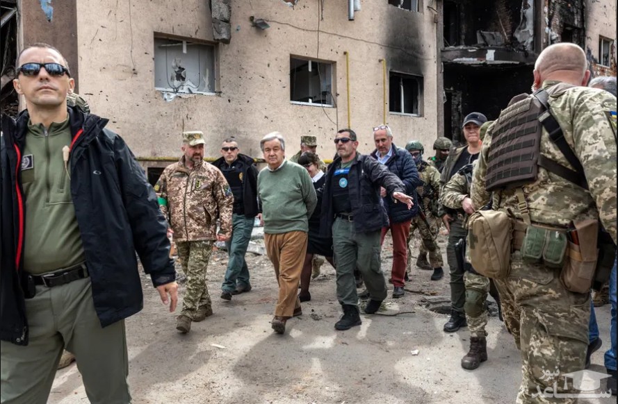 بازدید "آنتونیو گوترش" دبیرکل سازمان ملل از شهر جنگ زده " ایرپین" اوکراین/ گتی ایمجز