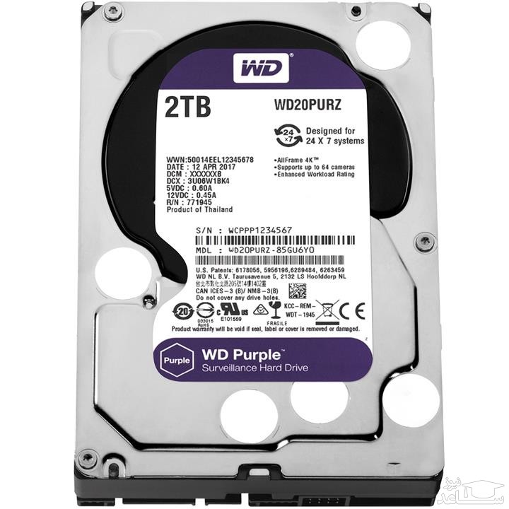 هارددیسک اینترنال وسترن دیجیتال مدل Purple WD20PURZ ظرفیت 2 ترابایت