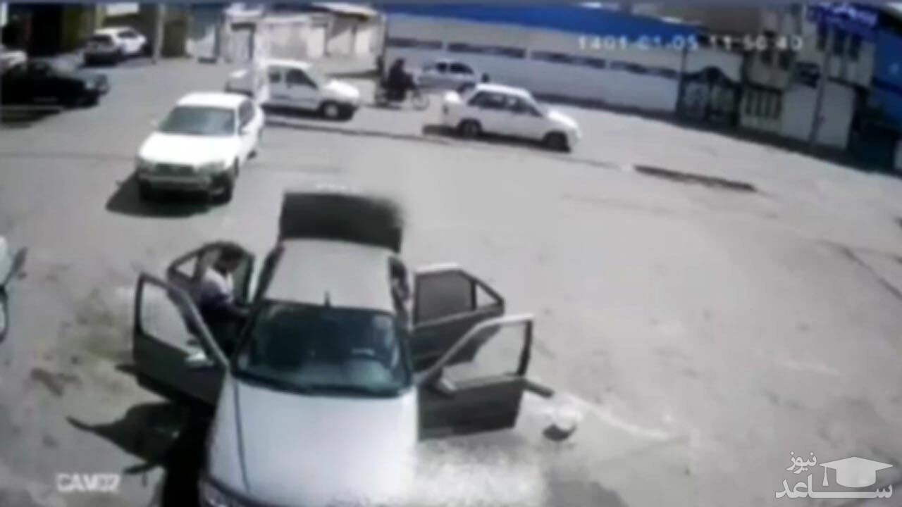 (فیلم) حرکت ناگهانی پراید بدون سرنشین در زنجان