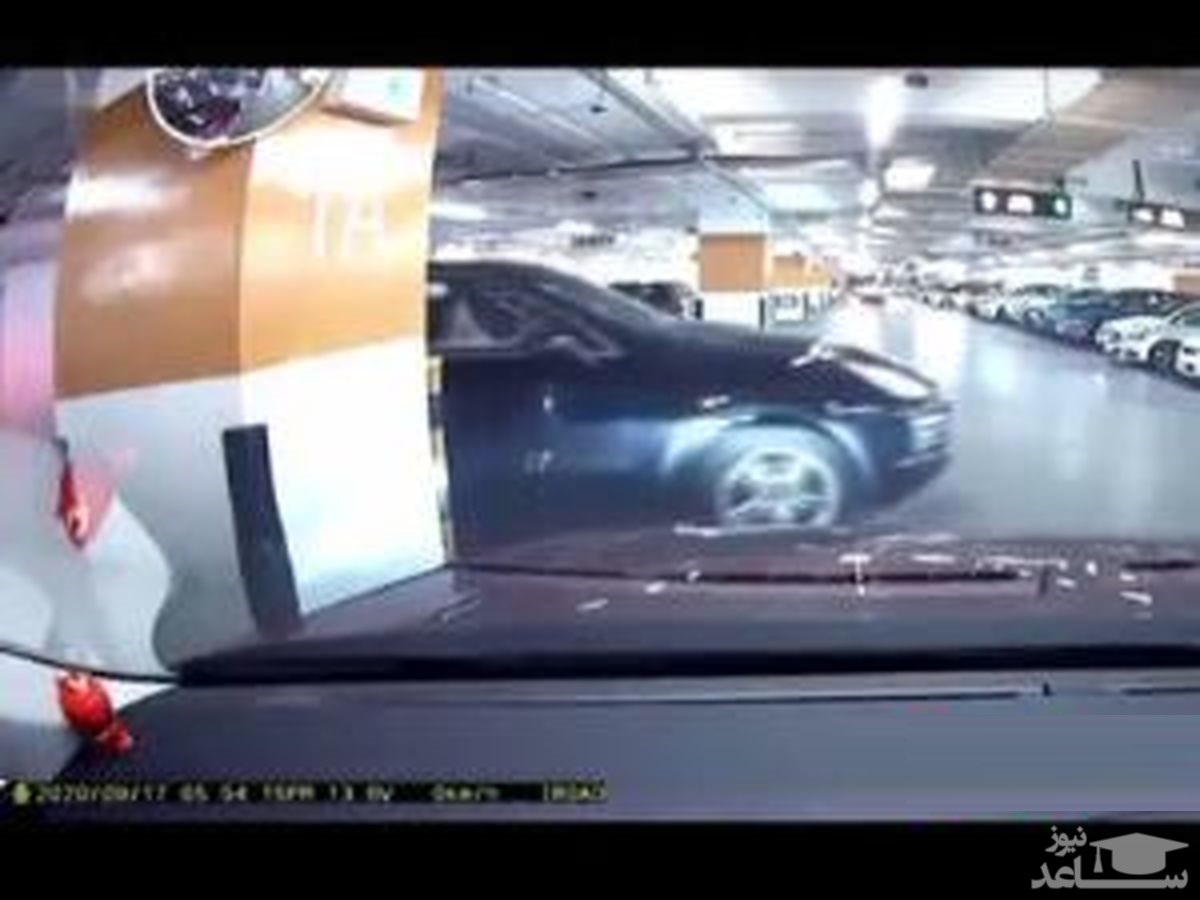 (فیلم) رانندگی عجیب یک زن با پورشه‌