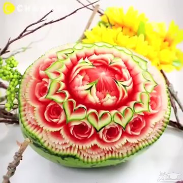 (ویدیو) میوه آرایی تزیین هندوانه برای شب یلدا (شماره 2)