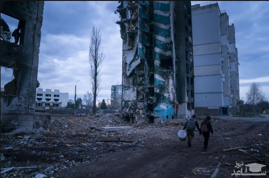 ساختمان های مسکونی ویران شده در شهر "بورودیانکا" اوکراین/ UPI