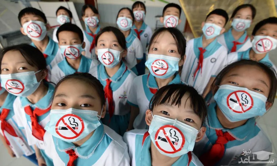 مشارکت دانش آموزان یک مدرسه ابتدایی در چین در کارزار ضد دخانیات