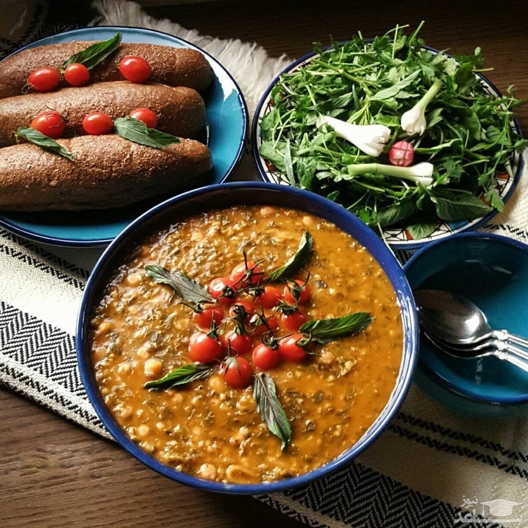 طرز تهیه آش بادنجان و لوبیا سبز (قورت غله)‏