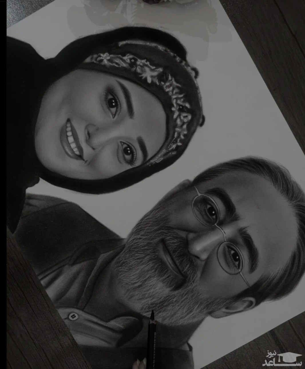 تصویر طراحی شده ی ستاره سادات قطبی با همسرش 