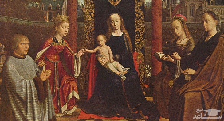 نقاشی ویرجین و کودک با مقدسین و فرشته ها در نگارخانه ملی لندن