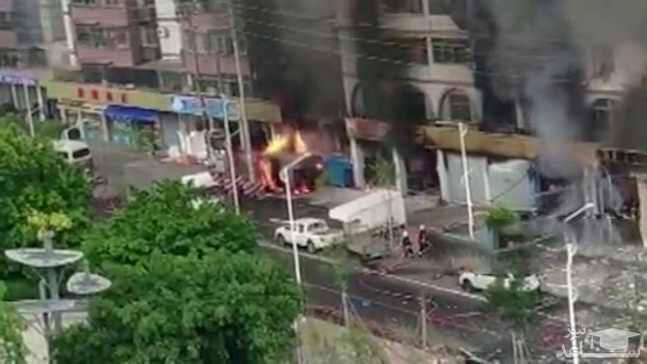 (فیلم) لحظه انفجار نزدیک هتلی در شهر ژو‌های در جنوب شرقی چین