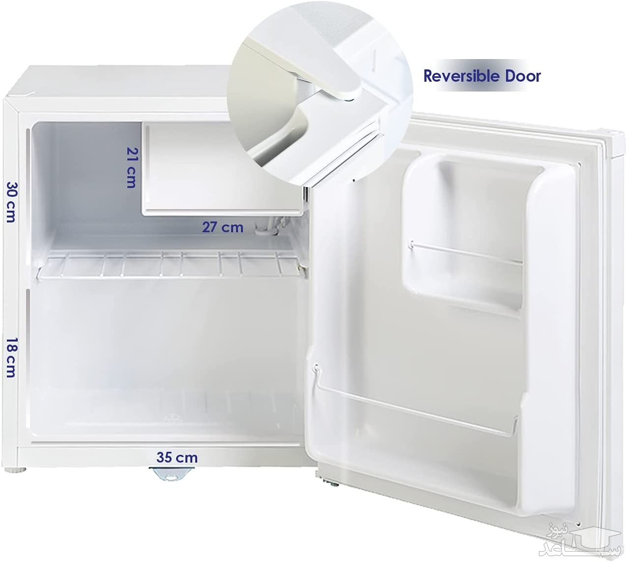 داخل یخچال کوچک سوپر جنرال 3 فوت سفید مدل SGR035H