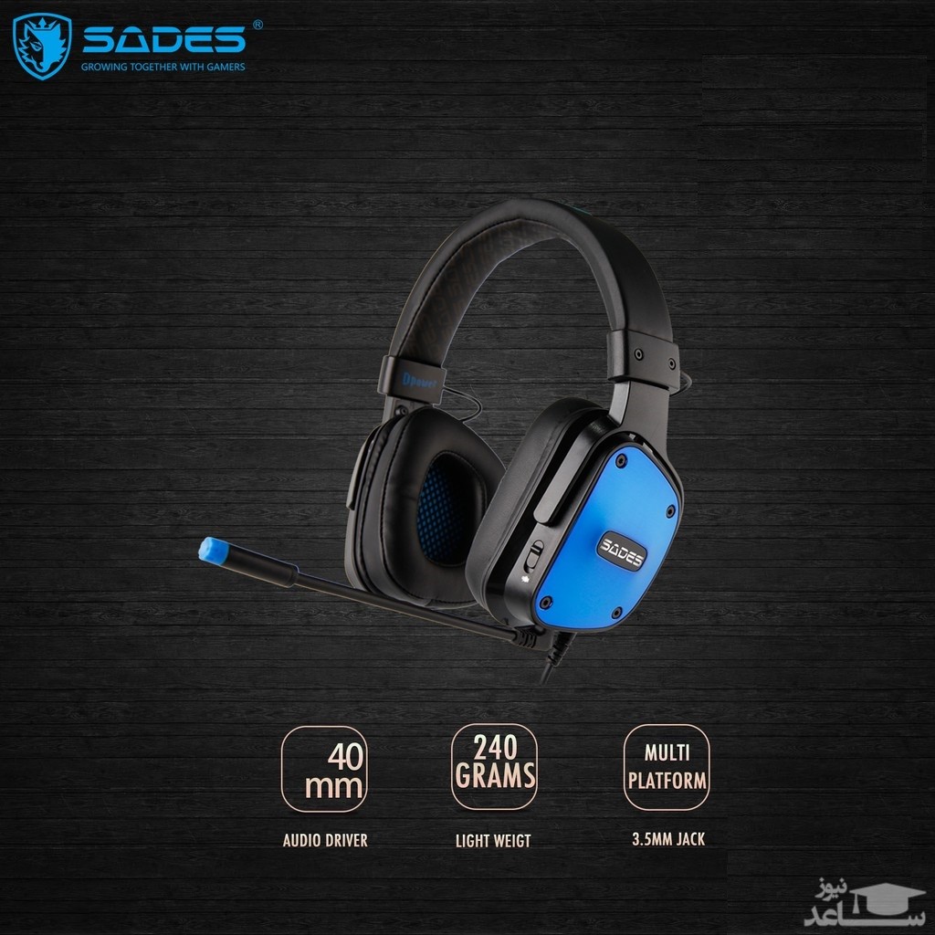 هدست گیمینگ با سیم سادس مدل دی پاور 