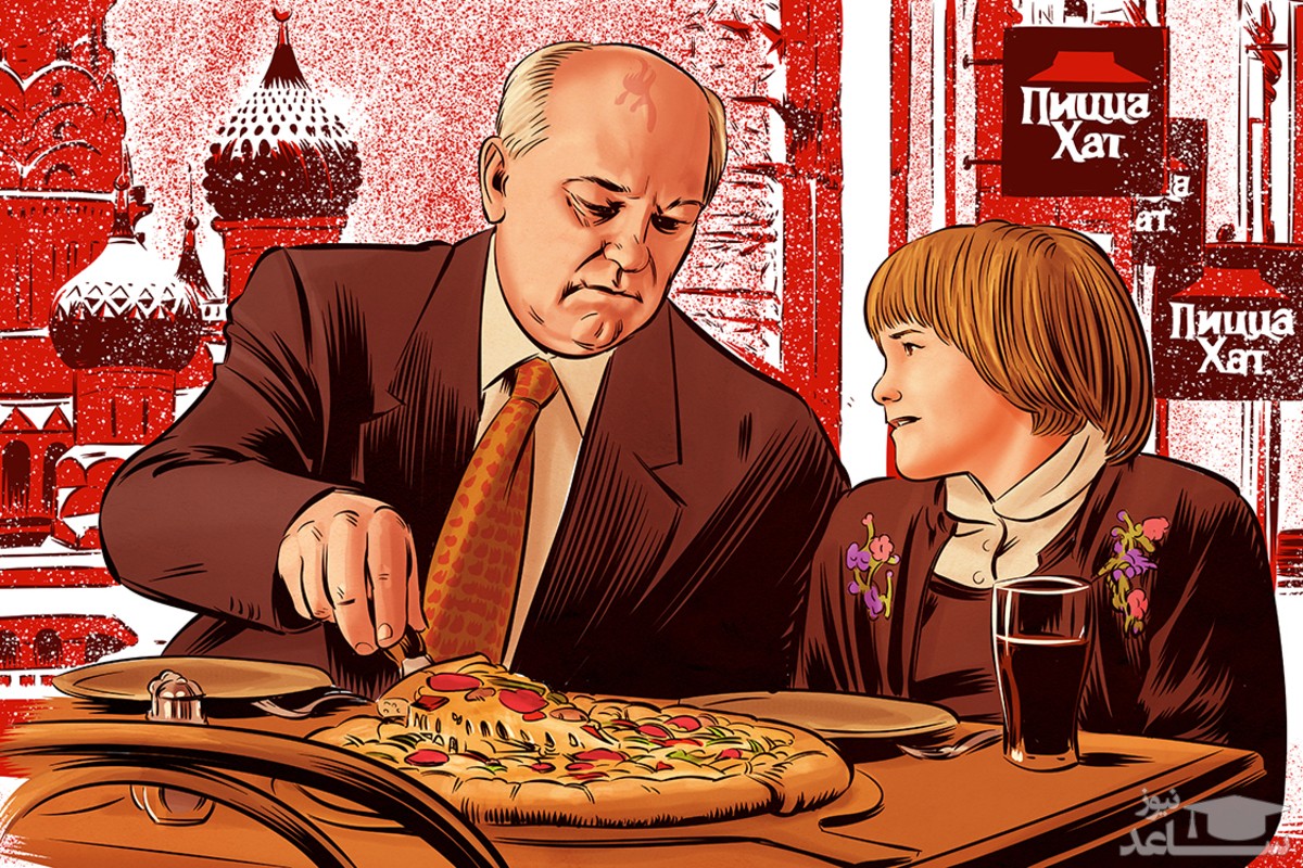 (فیلم) تبلیغ پیتزای آمریکایی توسط «گورباچف» رهبر شوروی سابق