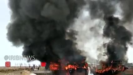 (فیلم) آتش‌سوزی سه فروند لنج صیادی در هرمزگان