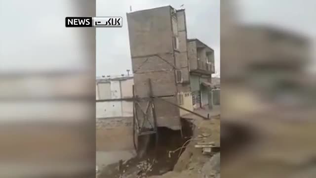 (فیلم) ریزش وحشتناک ساختمان ۴ طبقه در تبریز