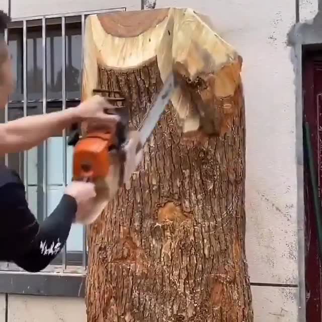 (فیلم) هنرنمایی دیدنی با اره‌برقی!