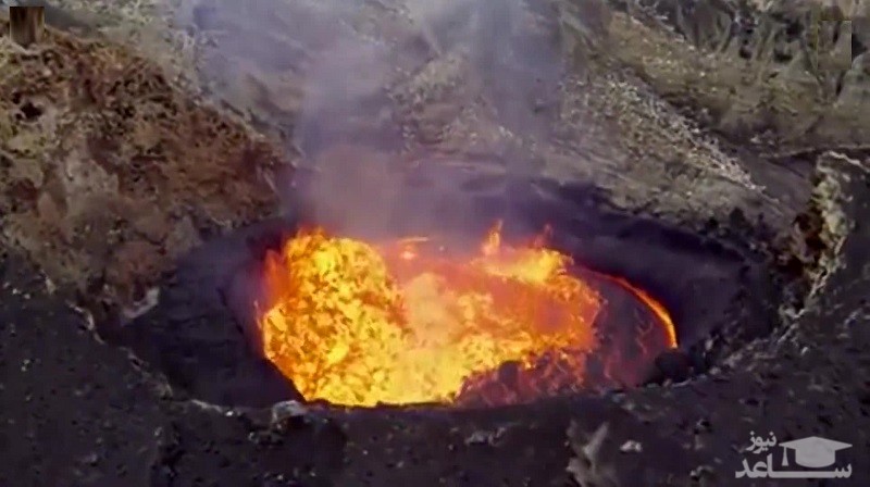 تصویر برداری یک پهپاد از دهانه آتشفشان/فیلم