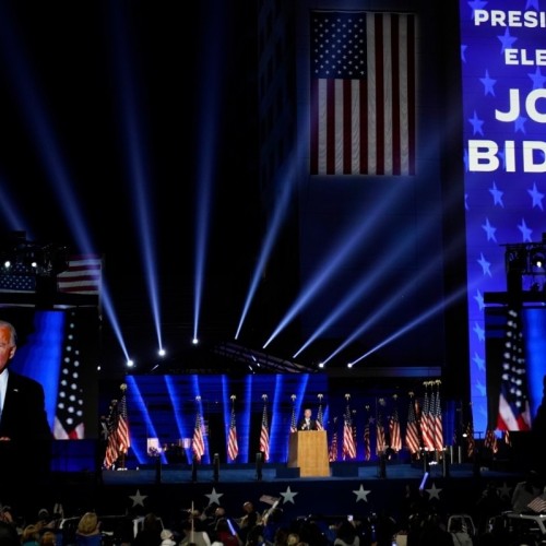 अमेरिकी राष्ट्रपति-चुनाव जॉय बिडेन ने डेलावेयर में अपना विजय भाषण दिया