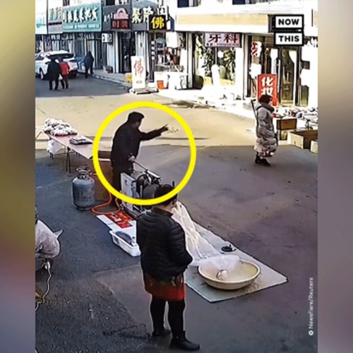 (فیلم) انفجار دستگاه پاپ کورن ساز یک فروشنده خیابانی