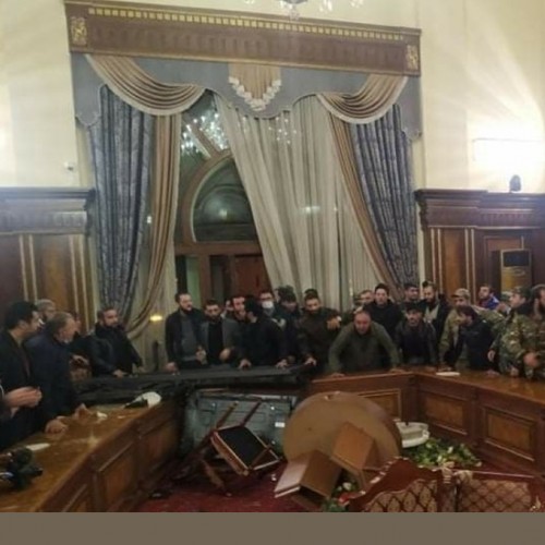 Chaos in Armenia: Armenian Angry Protesters over the Armistice Attack Parliament