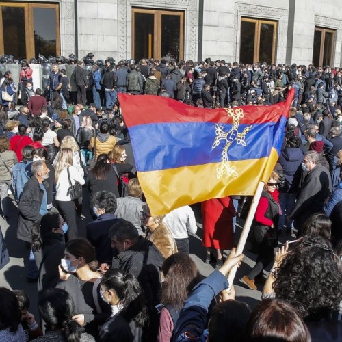 Armenian Hardliners Protest Against Russia-Brokered Nagorno-Karabakh Armistice