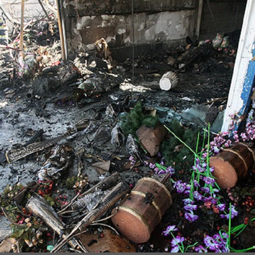 آتش‌سوزی در فضای پشت بازار گل تهران