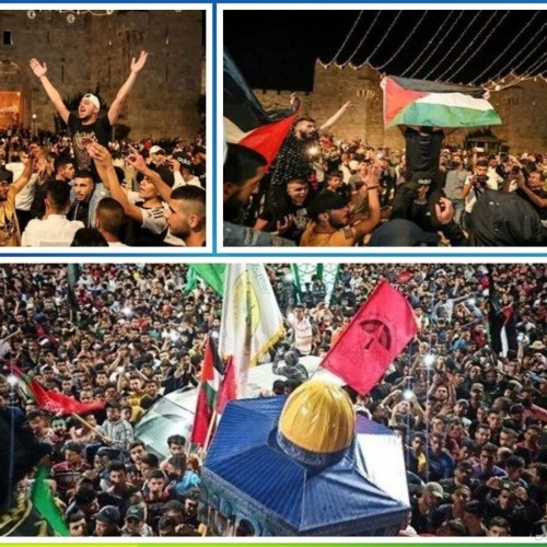 برگزاری جشن پیروزی فلسطین در مزار شهید سلیمانی