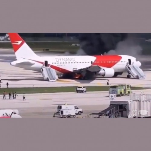 (فیلم) آتش گرفتن هواپیمای مسافربری در فرودگاه