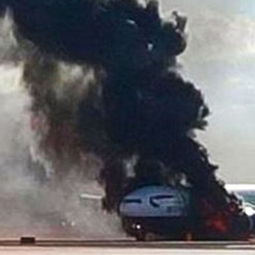 (فیلم) آتش سوزی یک هواپیمای بویینگ ۷۴۷ در فرودگاه