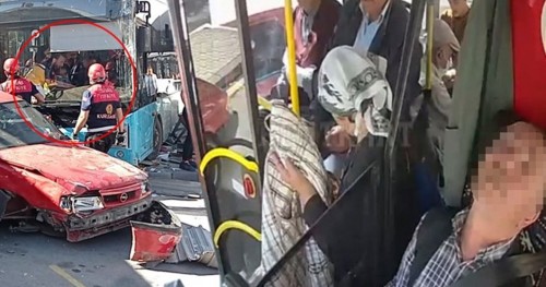 (فیلم) لحظه وحشتناک حمله قلبی راننده اتوبوس در حین رانندگی وسط شهر؛ ورود به فروشگاه و تصادف شدید