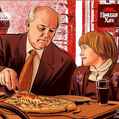 (فیلم) تبلیغ پیتزای آمریکایی توسط «گورباچف» رهبر شوروی سابق