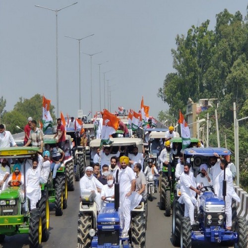 Indian Farmers Block the Roads Across the Country with Their Tractors and Trucks