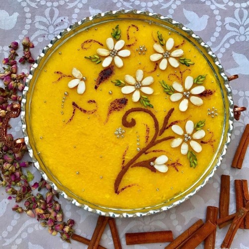 Iranian Desserts: Sholeh Zard or Yellow Pudding