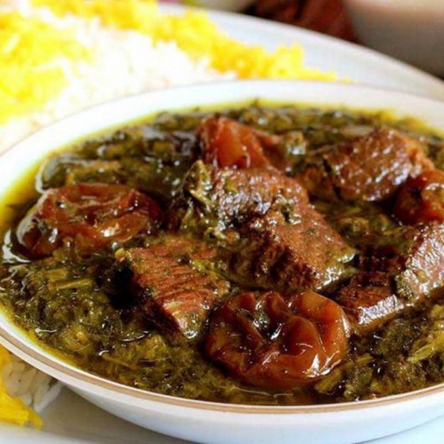 Iranian Main Courses: Khoresh Aloo Esfenaj (Spinach and Plum Stew)