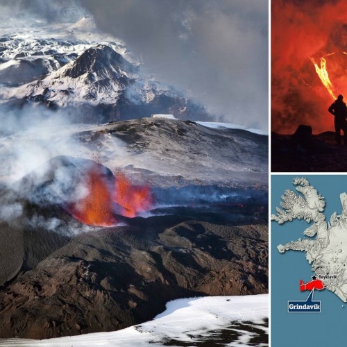 आइसलैंड ज्वालामुखी: हाइकर्स ने खाली किया नई दरारो से लावा उगला