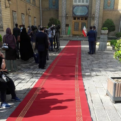 (عکس) مهمان ناخوانده روی فرش قرمز وزارت خارجه سوژه شد