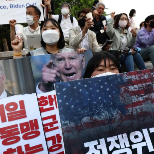 South Koreans protest Biden’s visit to Seoul amid heavy police presence