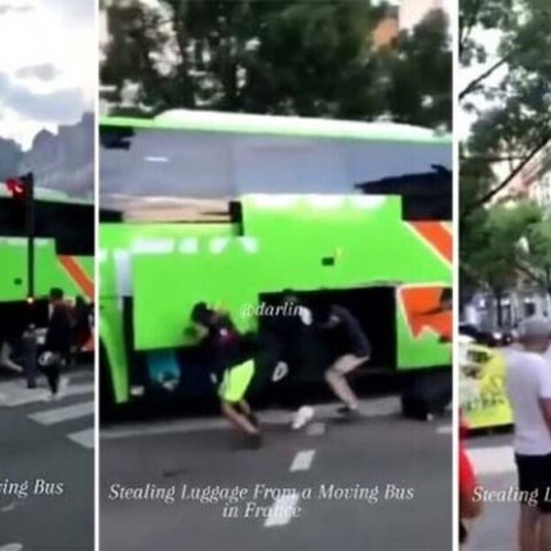 |(فیلم) سرقت چمدان‌های مسافران از اتوبوس در حال حرکت!