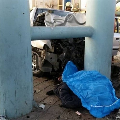 تصادف مرگبار سمند با ۲ عابر پیاده در جاده خاوران + تصاویر
