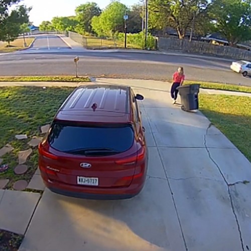 (فیلم) تصادف وحشتناک اتومبیل با یک زن در مقابل درب منزل