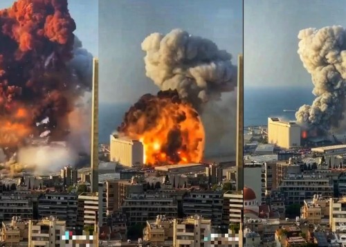 تصاویری مهیب از لحظه انفجار در بیروت