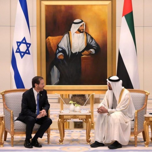 UAE says it intercepts Houthi missile as Israeli president makes first visit