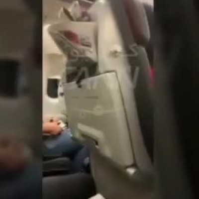 (فیلم) درگیری یک زوج خارجی در پرواز کیش - تهران